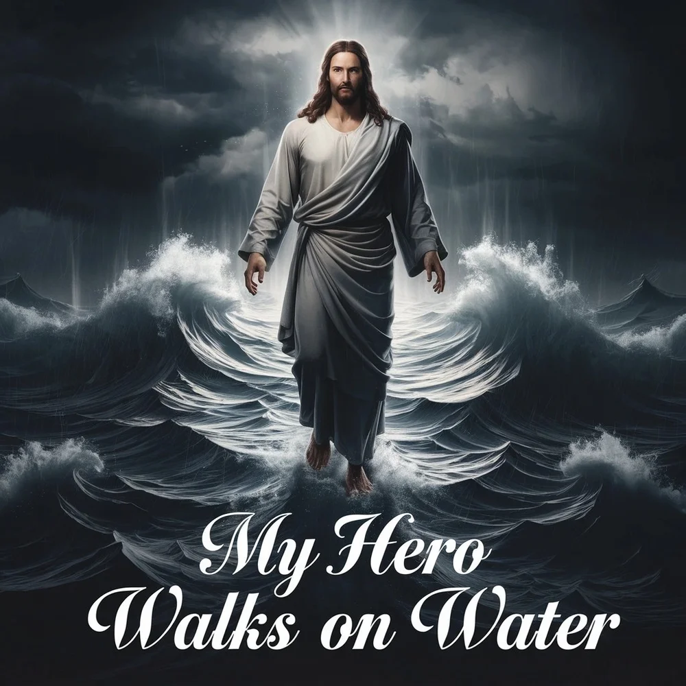 Jesus Walks On Water In A Glass Front Frame 8x10 Picture AI wall art